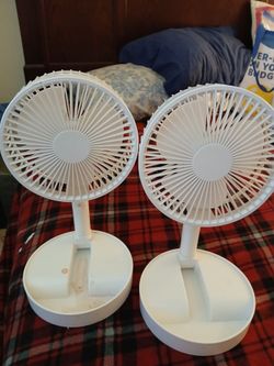 White Desktop Pedestal Fans – Set of 2