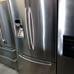 Counter Depth 🛑 Samsung Refrigerator Stainless Steel Works Good 📍ice machine not working📌📌