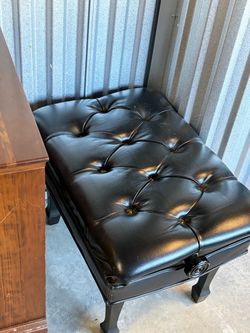 Paul Jansen and sons Adjustable Piano bench Black leather Tufted Seat