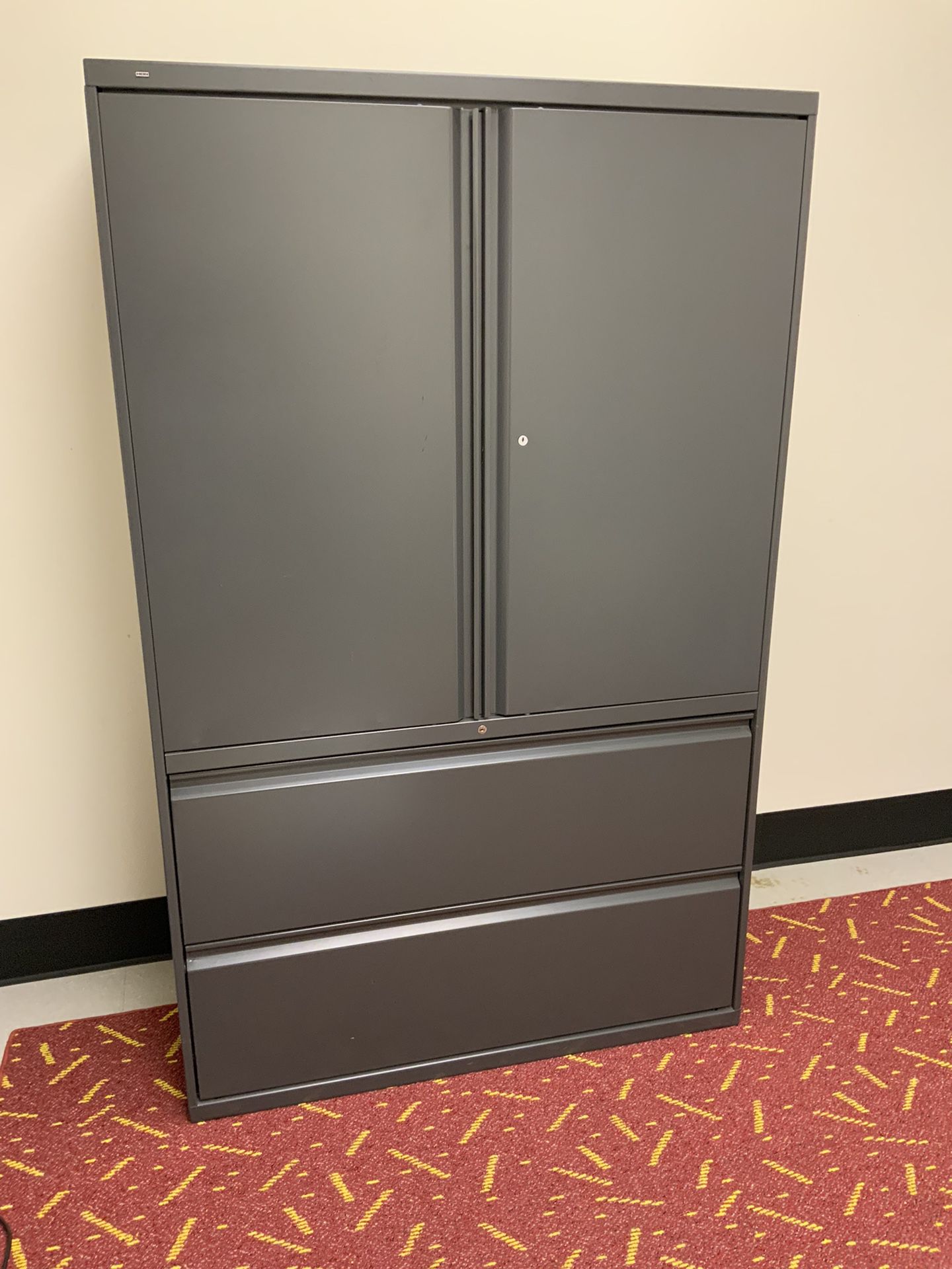 Hon Wide Lateral File with Storage Cabinet Lockable Charcoal Grey 42”x19”x67”