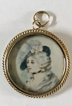Antique French Portrait Miniature c.1700s SCHUMANN SONS of 5th Ave, NYC (14k-15k ) Gold Pendant