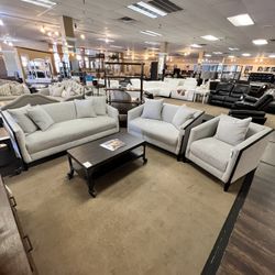 Light Grey Sofa, Loveseat, Chair (3pcs Set)