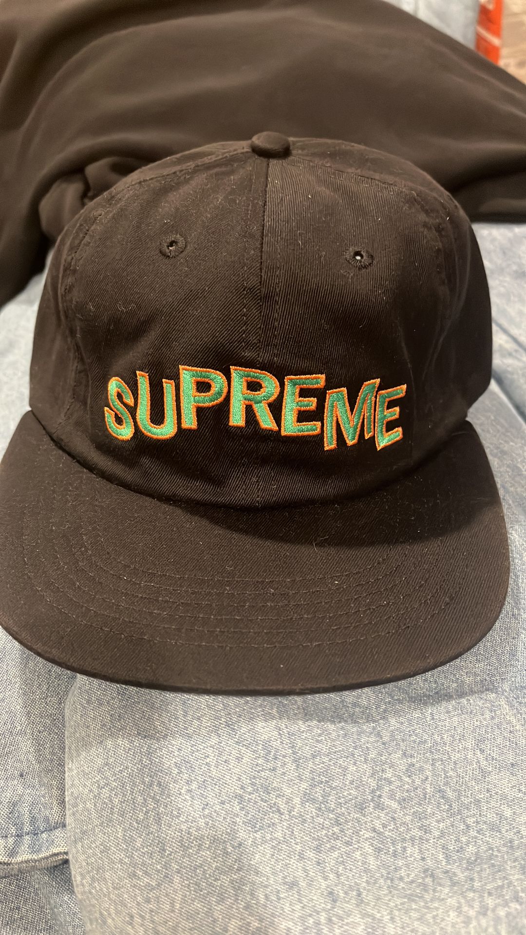 Supreme York Stepped Arc 6 Panel Hat Cap Orange Green F/w 2017
