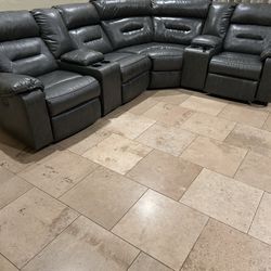 Leather Grey Couch