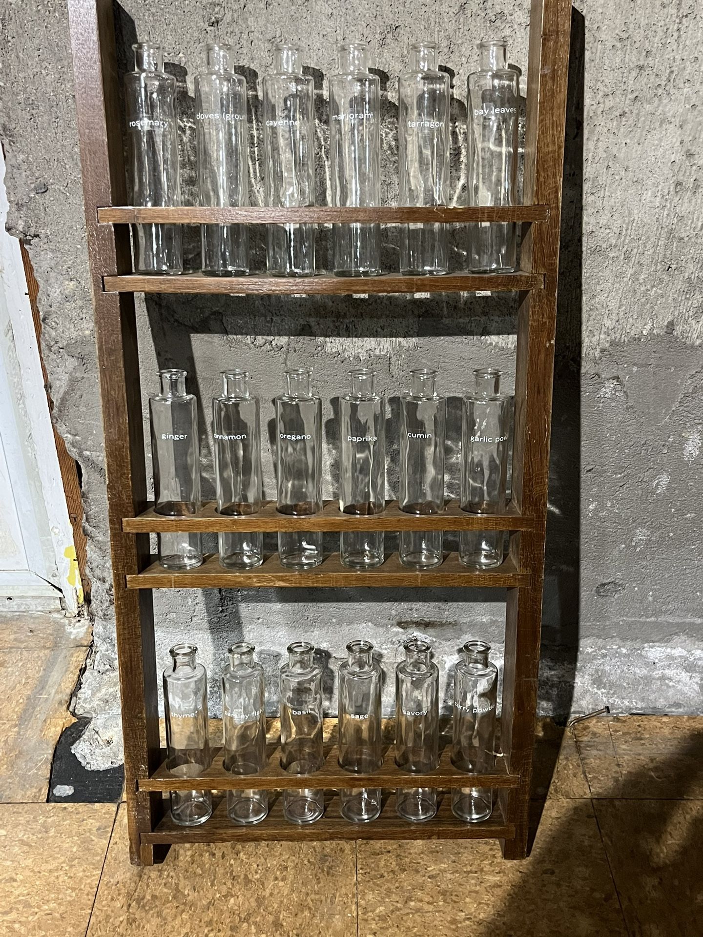 Wooden 3-Tier Spice Rack with (18) Glass Spice Jars