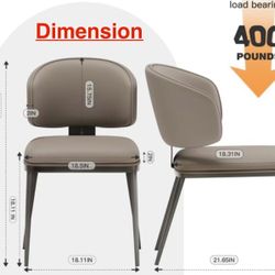 🥨2Pcs HaufChox Dining Chairs,Modern High Backrest Comfortable, Fashion Upholstered Kitchen Room Chairs with Metal Legs for Living Room,Milk Coffee