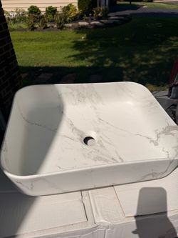 Brand New Calacatta Rectangle Porcelain Vessel Sink 15x20