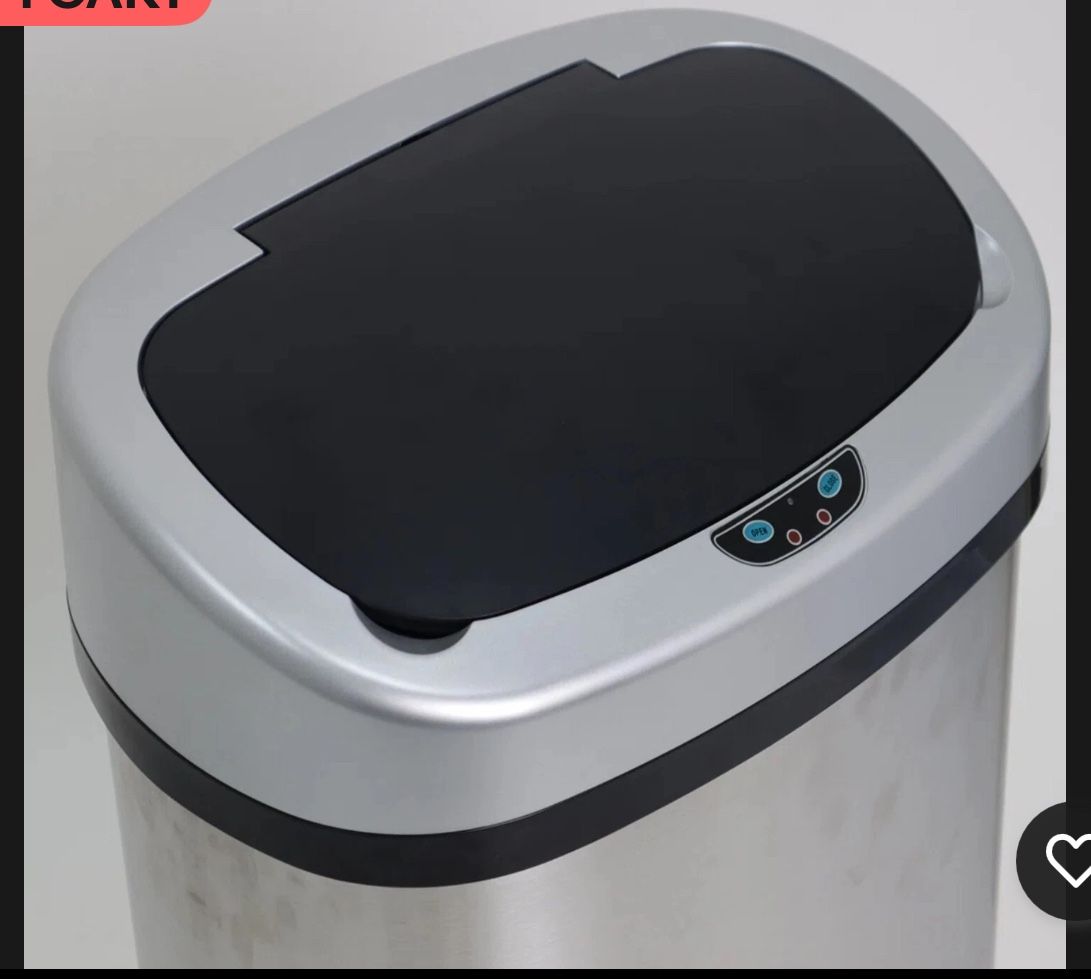 Totti 13 Gallon Trash Can Automatic Touch Free Garbage Can Lid Stainless Steel