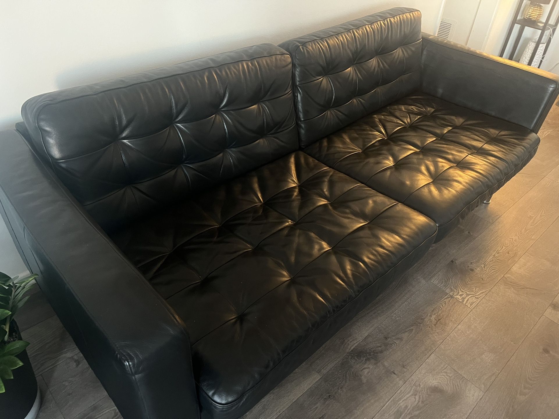 Black Leather Sofa-Couch