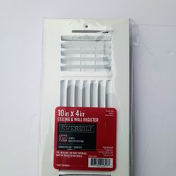 Everbilt 10in x 4in 3-Way Steel Wall/Ceiling Register - White