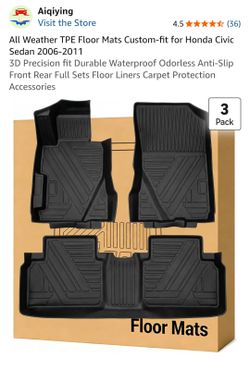 All Weather TPE Floor Mats Custom-fit for Honda Civic Sedan 2006-2011