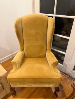 Gold Velvet Wingback Accent Chair