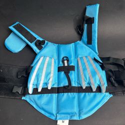 dog life jacket blue size M belt w/clip closure belly and head support
