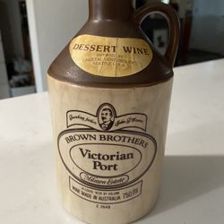 Vintage BROWN BROTHERS 'Milawa Estate’ Victorian Port Pottery Jug — Empty