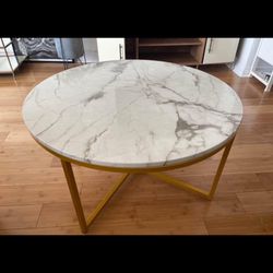 Round Table Faux Marble Gold Table 