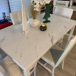 White Dining Table With Chair