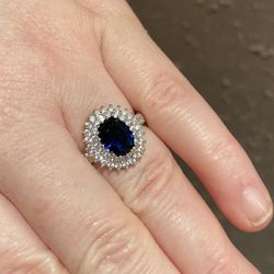Brilliant cut Sapphire Silver Ring 925