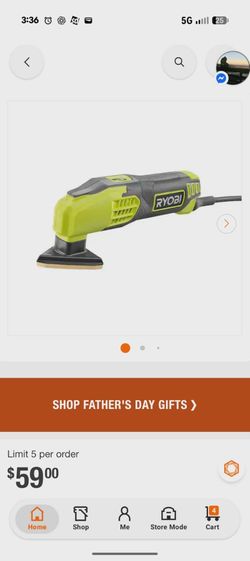 ⚠️ Missing hook-and-loop (Velcro) sanding pad ⚠️  RYOBI 0.4 Amp Corded 2-7/8 in. Detail Sander