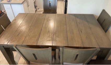 Wood Extendable Dining Table w/ 6 Chairs