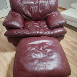 Leather Chair and Ottoman 