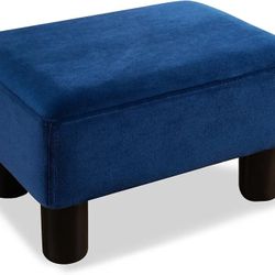 LUE BONA Small Rectangle Foot Stool, Velvet Fabric Footrest Ottoman Stool with Non-Skid Plastic Legs, Modern Footstools Step for Couch, Desk, Office, 