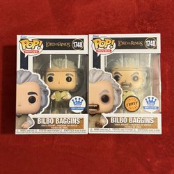 Funko Pop Movies The Lord of the Rings Bilbo Baggins #1748 CHASE & COMMON Bundle