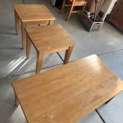 2 Wooden End Tables And Coffee Table 