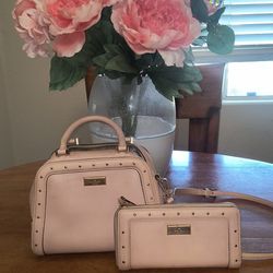 Pale Pink Leather Kate Spade Bag with matching Wallet