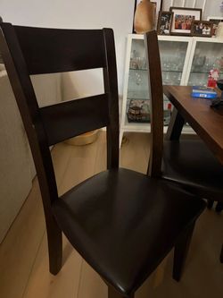 6x real wood & leather chair