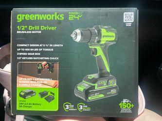 ✅ BRAND NEW SEALED Greenworks 24V Brushless 1/2” Drill Driver Kit w/ 2.0Ah Battery & Charger - 400 in-lbs Torque!