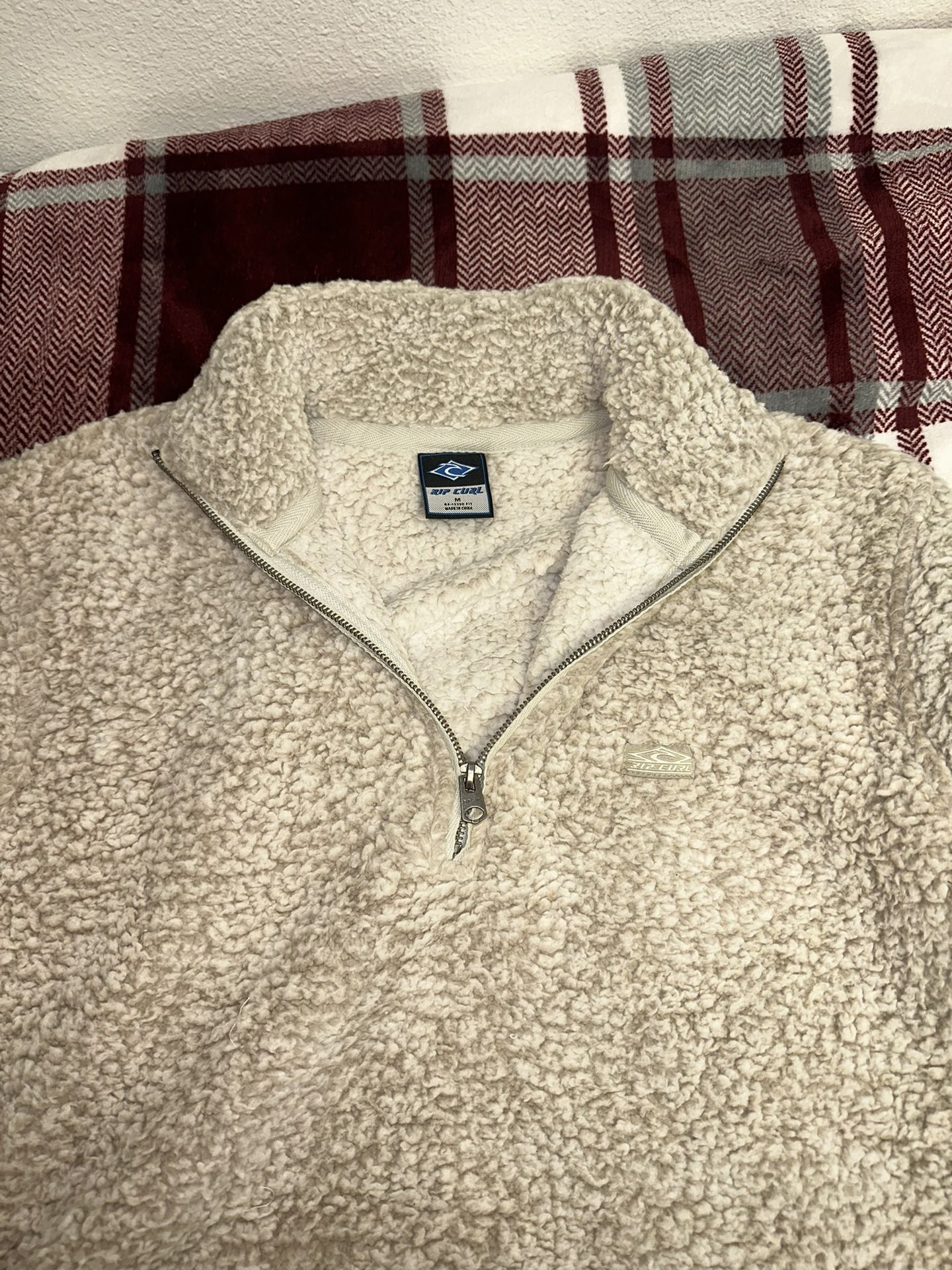 Rip Curl Dark N Stormy 1/4 Crew Zip Off White