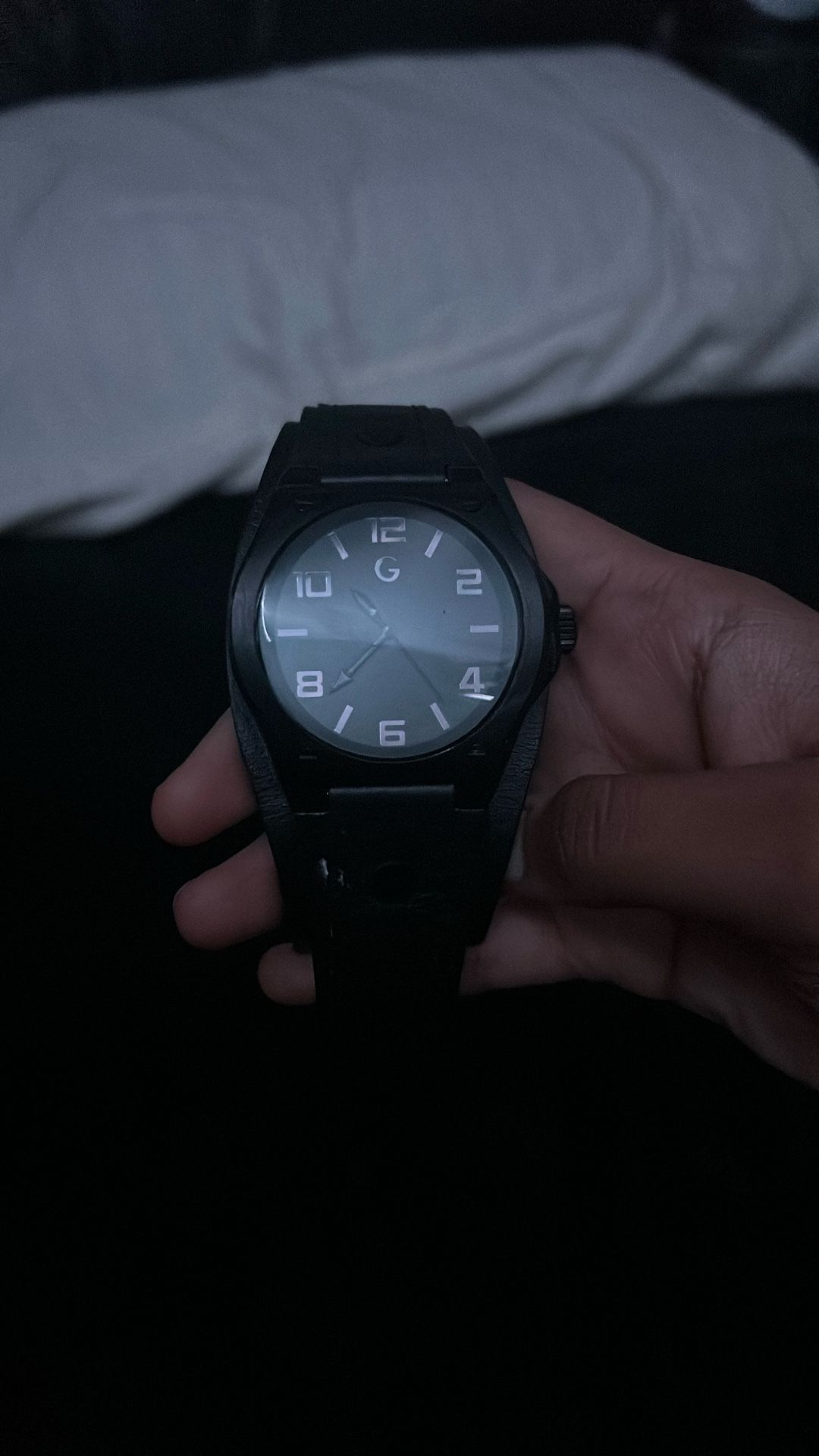 G by Guess Black Watch Leather Strap Band