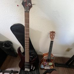 Electric Bass + Ukulele Bundle – Guitars w/ Gig Bags