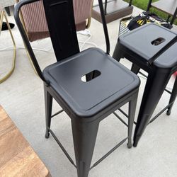Set of 2 Metal Black Barstools COUNTER HEIGHT