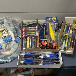 Fishing Lures Line Jigs Skirts Bag LOT
