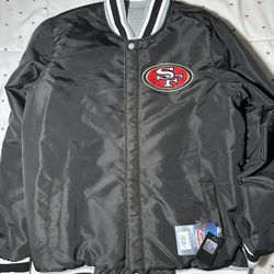 NEW San Francisco 49ers Reversible Black Bomber Jacket NFL Licensed SIZE Large L