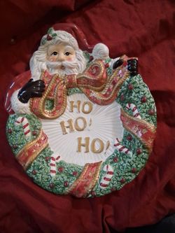 Santa Claus Ceramic Christmas Serving Plate