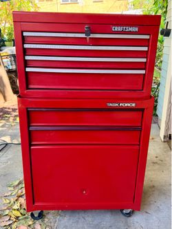 Vintage Craftsman and Task Force Toolbox Chest Combo Red