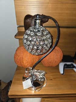Crystal Globe Table Lamp Chrome Curved Base