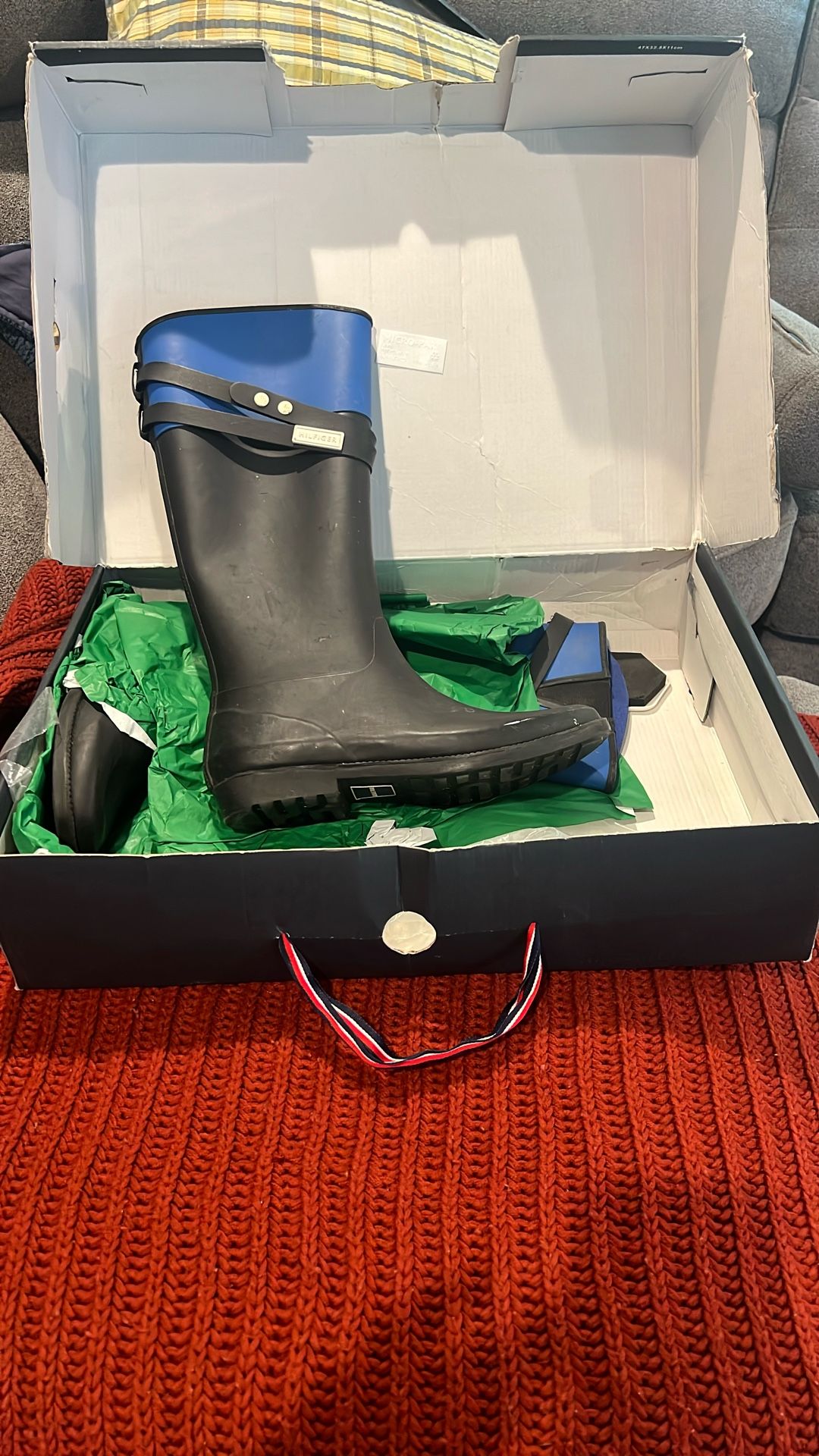 Tommy Hilfiger Black And Blue Rain Boots