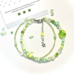 Spring green double-layer clover bracelet women's light luxury temperament ins niche