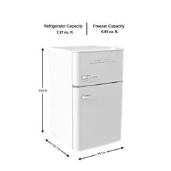 NEW Magic Chef Retro 3.2 Cu. Ft. 2 Door Mini Fridge in White
