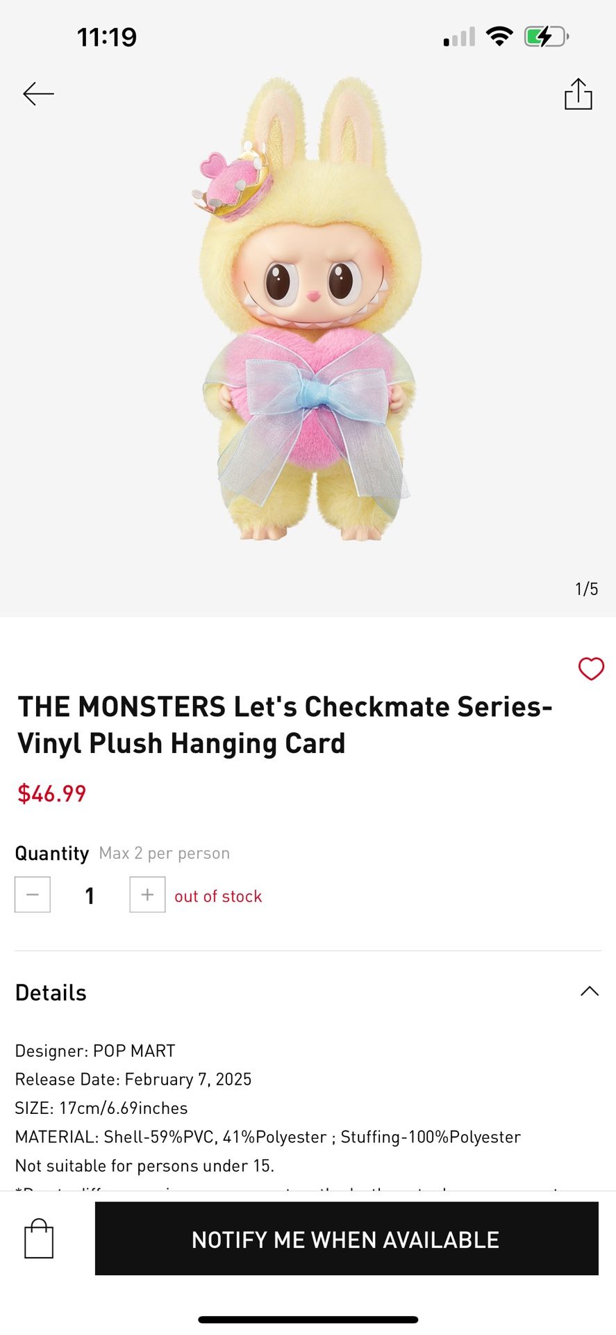 THE MONSTERS Let's Checkmate Series-Vinyl Plush Hanging Card
