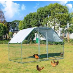 Heavy Duty Metal Walk-in Chicken Coop 6.5'x9.5'x6' with UV-Proof & Waterproof Cover, Outdoor Spacious Poultry Pen for Chickens Ducks Rabbits in Farm/B