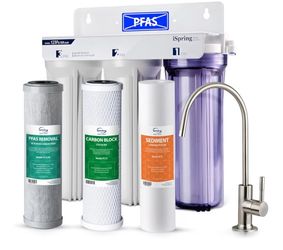 iSpring US31-PF Classic 3-Stage Under Sink Water Filtration System for Drinking, SGS-Tested PFAS Reducing, Tankless Under Sink Water Filter, High Capa