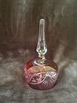 Bohemian Czech cranberry cut-to-clear crystal bell