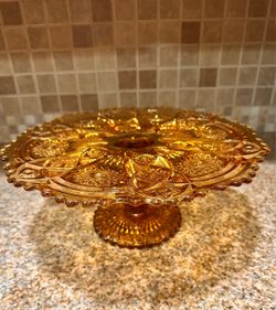 Amber Glass Cake Stand