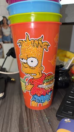 rhinestone bart simpson jack in the box cup