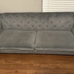 2 Piece Velvet Gray Sofa Set