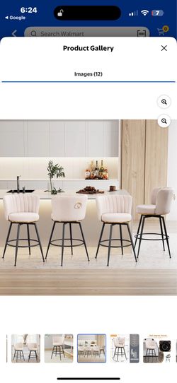 New in box 25" Counter Height Swivel Bar Stools Set of 2 with Upholstered Back for Kitchen, Bar, Dining Room, Beige, cam1002